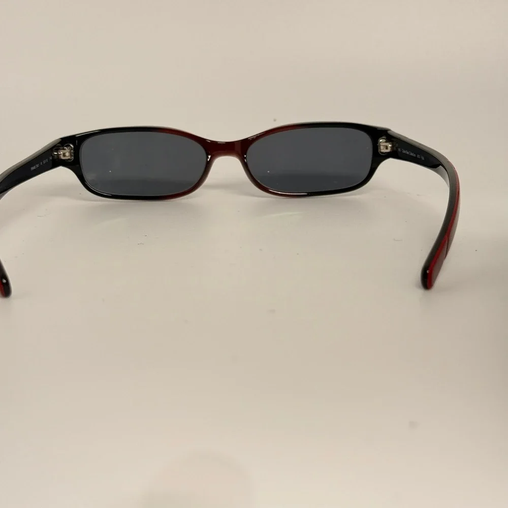 Calvin Klein Collection 673 Sunglasses Red Black Oval Frame Italy 52-15-140